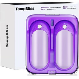 TempBliss Rechargeable Hand Warmers with 10000mAh Charging Compartment, 2 Pack Electric Hot Hands Warmers, Smart Temperature Control, Portable Pocket Heater for Camping, Fishing, Golf, (Purple)