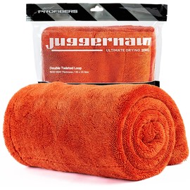 ProFibers Juggernaut 1600 GSM Car Drying Towel, Holds 13 lbs, Extra Large 38x24 Microfiber Drying Towels Car Detailing, Twisted-Loop, Streak/Scratch-Free, 70/30 Blend (Red)