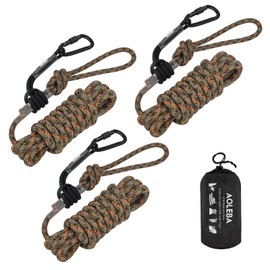 AOLEBA Treestand Safety Rope, 10FT Lineman's Ropes for Hunting, 10.5MM Tree Stand Safety Line with Prusik Loop, Tether Climbing Sticks for Hunting, Tree Hunt Gear for Fall Protection - Pack of 3