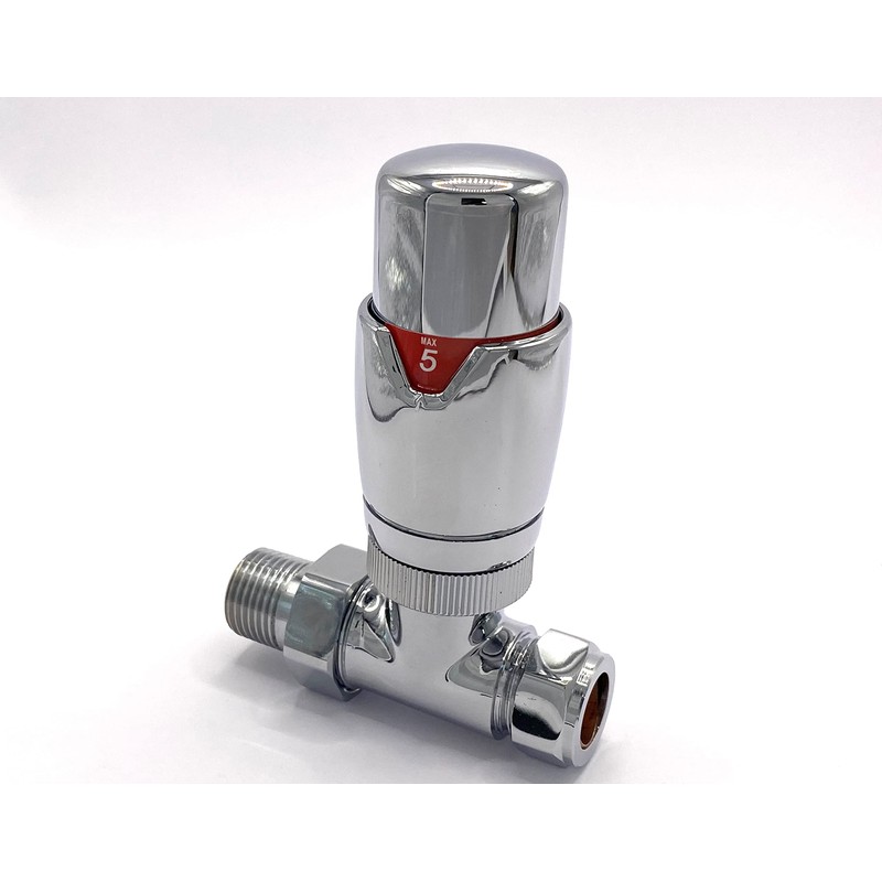 Greenedhouse ZZ-3023 Oslo Straight Chrome TRV and Lock Shield Valve