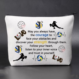 JNIAP Volleyball Cosmetic Bag Volleyball Teams Gift Volleyball Player Coach Makeup Pouch Trust In Yourself Zipper Pouch(May you always have the courage)