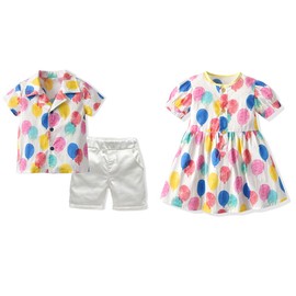 Moyikiss Studio Baby Boys Girls Brother and Sister Matching Outfits Clothes Toddler Boys Casual Suits Cute Girl Dresses(Pink-boy,100/3T)