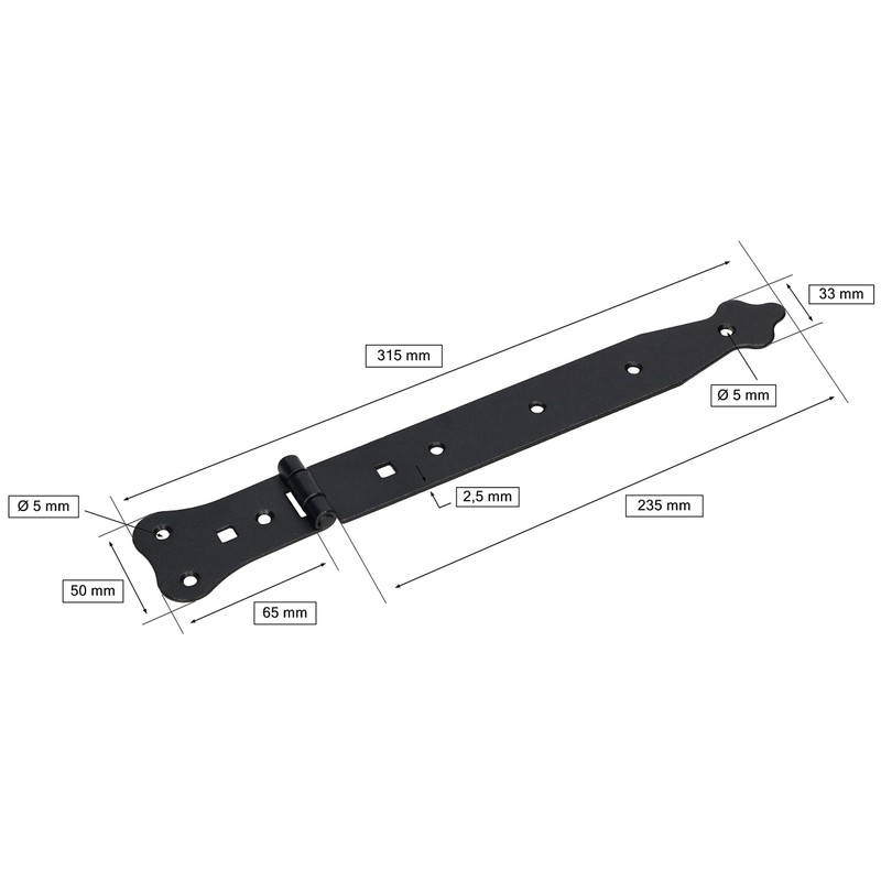 KOTARBAU® Set of 2 Shutter Hinges 320 mm Narrow Gate