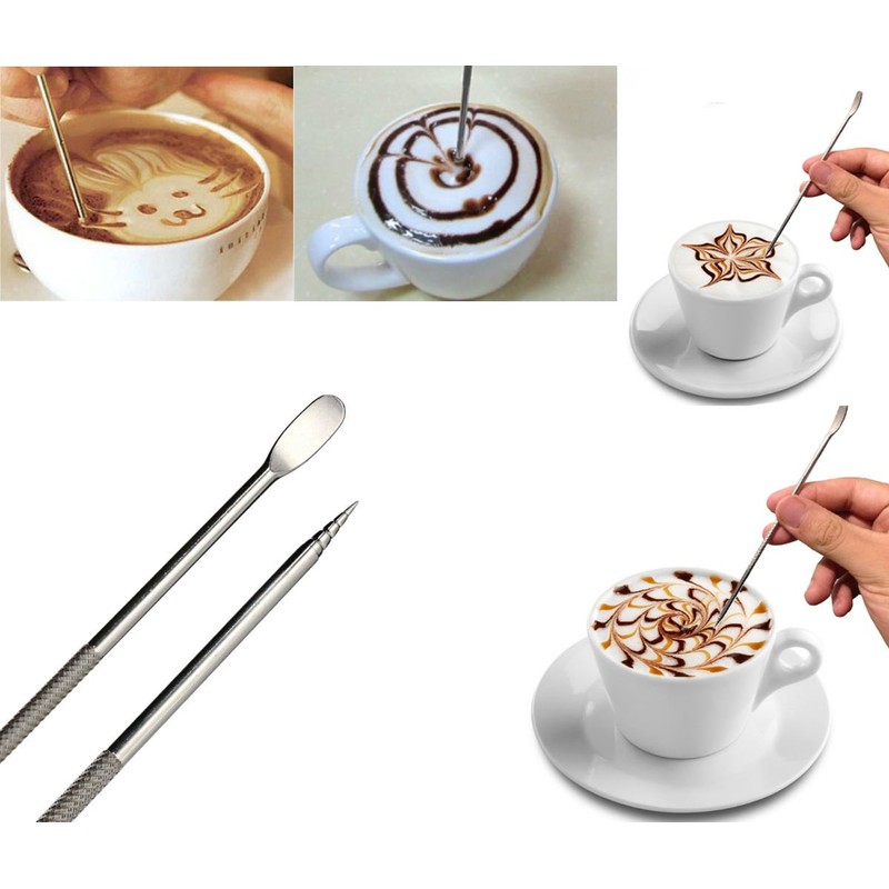 AKOAK Stainless Steel Coffee Art Pen,Coffee Fancy Stitch Barista Tool