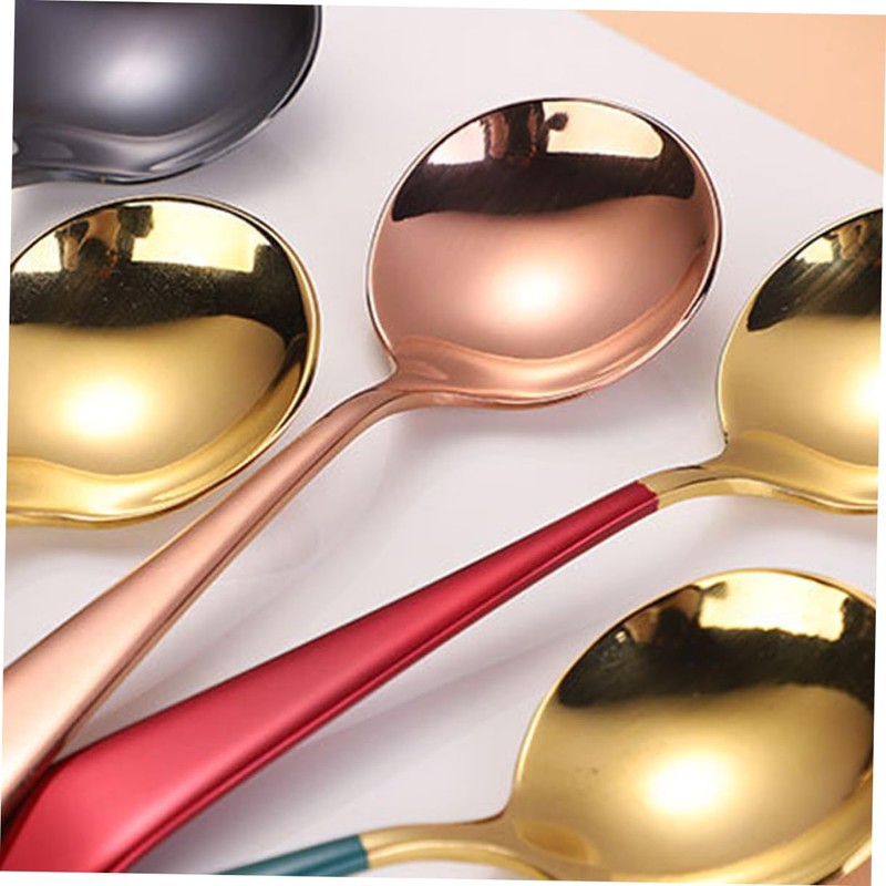 LIFKOME Round Spoons Ergonomic Soup Dessert and Fruit Scoops Resistant