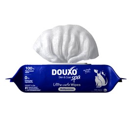 DOUXO® Skin & Coat SPA - Ultra-Safe Multipurpose Wipes for Dogs and Cats, 100 Wipes, Gently Removes Tear and Saliva Stains, Leaves the Coat and Skin Refreshed and Smelling Great, Skin-Friendly Formula