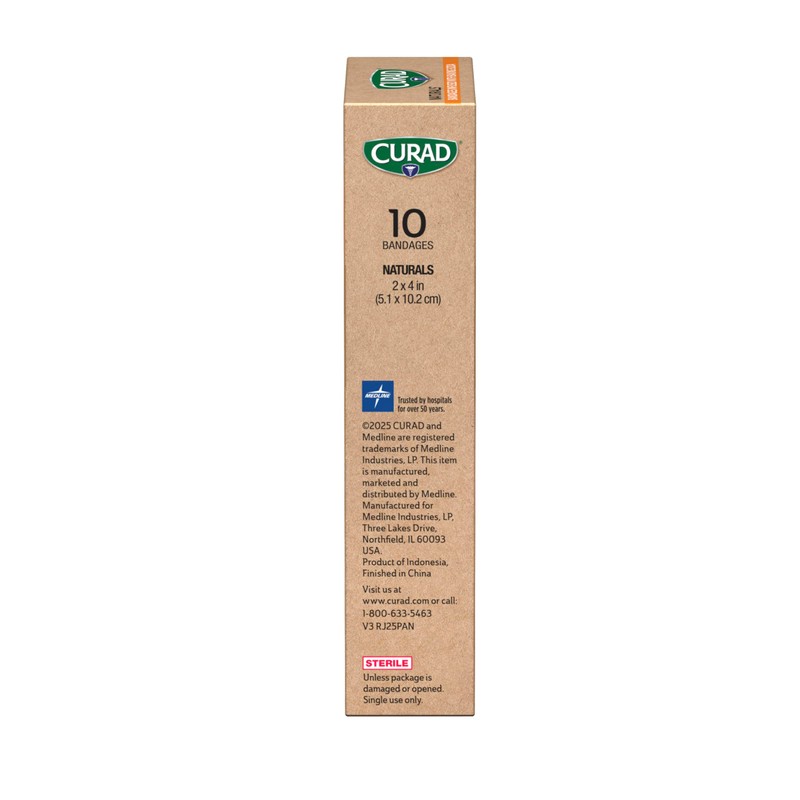 CURAD Naturals Baking Soda Bandages 2" x 4", Individually Wrapped