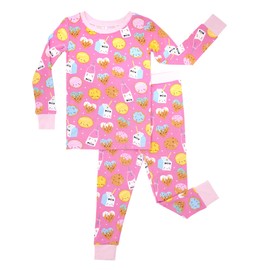 Little Sleepies Two-Piece Pajama Set for Boys & Girls, Soft Viscose from Bamboo Toddler Pajamas for Kids, Family Matching PJs, Pink Cookies & Milk, 18-24M
