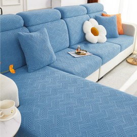 hyha Individual Couch Cushion Covers, Stretch Magic Sofa Seat Cushion Covers Washable, Dog Couch Sofa Slipcover for Pets, Kid with Elastic Bottom(3PC, Blue)