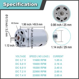 JYUDAUFU 2pcs 545 Micro Motor DC 3.7-7.4V 23500RPM Long Shaft High Torque Gear RC Power Wheel Mini/Small Motor with Spring Wire for Toy Car/Robot/Mini Fan/UAV/DIY/Test