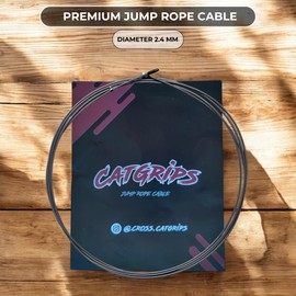 CATGRIPS Premium Crossfit Skipping Rope Replacement for Jump Rope, Coated Steel Crossfit Skipping Rope, 2.4 mm Cable, Jumping Rope, Tangle-Free (Dark Grey)