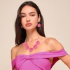 Ever Faith Hot Pink Flower Necklace for Women, Summer Boho