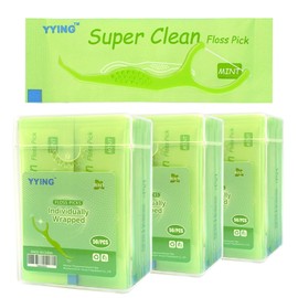 YYING Dental Flossers 150 Count Each Individually Wrapped, Fresh Mint Professional Tooth Picks Flossers for Adults Provide a Deep Cleaning with Portable Case