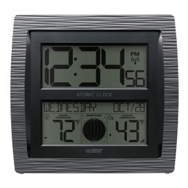 La Crosse Technology BBB86118-INT Curved Atomic Digital Clock with Moon Phase & Temperature