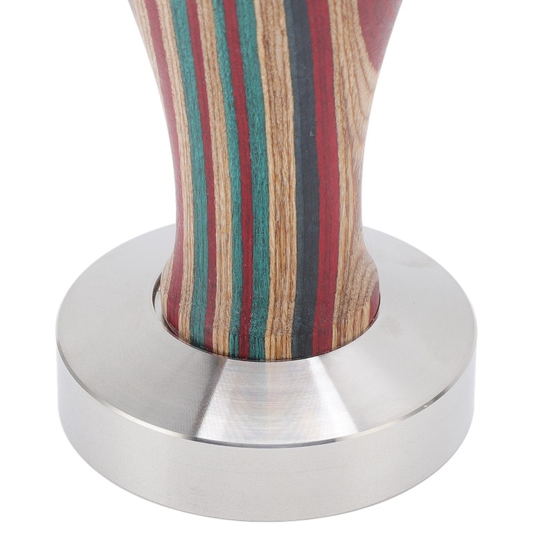 Colorful Wood Coffee Flat Tamper Stainless Steel Base Powder Hammer