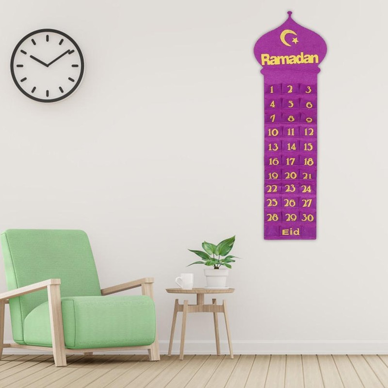 Ramadan Hanging Calendar Countdown Calendar Hanging Bag Wall Calendar Storage