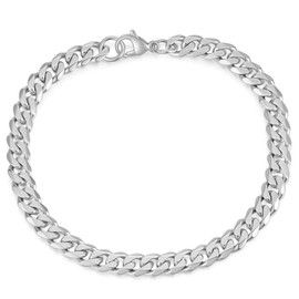 LXBQYSTO Stainless Steel 5mm/7mm/9mm Cuban Link Bracelet for Men, Silver/Gold 7.09/8.27/9.06 inch Fashion Hop Jewelry Gifts (7mm-Silver, 7inch)
