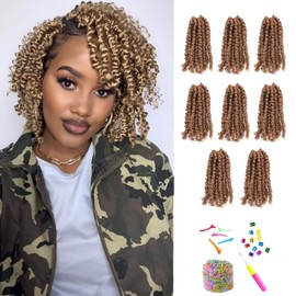 Miss Sula Passion Twist Hair-Pre-twisted Passion Twists,Pre-Looped Crochet Braids Made Of Bohemian Hair Synthetic Braiding Hair Extensions (6 Inch(Pack of 8), 27#)