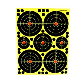 ANCLLO 10 Pack Multi Size 4inch 3inch 2inch Bullseye Reactive Shooting Target - Shots Burst Bright Fluorescent Yellow Upon Impact