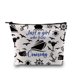 Cruise Trip Vacation Gift Family Cruise Gift Just a Girl Who Loves Cruising Travel Makeup Bag Cruising Lover Gift (Loves Cruising Bag EU)
