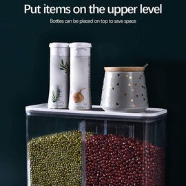 Tuabyem Wall-Mounted Dry Food Dispenser, Transparent Plastic, Dry Food Dispenser, Dry Food Fruit Storage Box-1500ML