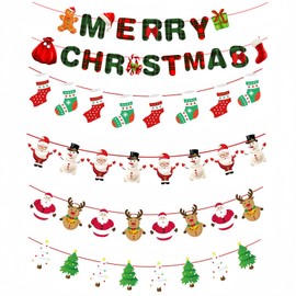 6 Pcs Christmas Banners Christmas Decorations Hanging Bunting Garland Christmas Flags Banner Hanging Xmas Decorations for Christmas Party Decorations