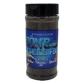 RON'S CICHLIDS African Cichlid Fish Food, Premium Tropical Fish Food Pellets with Protein, Veggies & Fruits for Healthier, Brighter & Bigger Tropical Fish & Cleaner Tanks, Mbuna Blend, 12 OZ