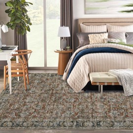 GAOMON Washable Area Rugs 9x12 Living Room Vintage Luxurious Bedroom Decor Large Area Rug Oriental Retro Rug Non Slip Carpet for Dining Room Office Nursery Rug 9'x12' Distressed Red