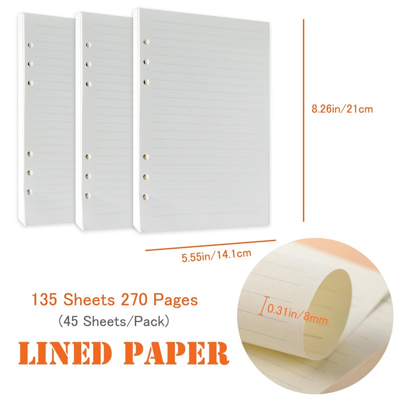 DY.2ten Refillable A5 Notebook Set, 3 Pack A5 Lined Refill