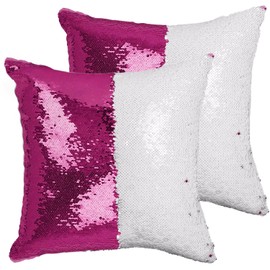 TCBESTO Sublimation Sequin Pillow Blanks 16''x16'' 2PCS Hot Pink Reversible Sequin Pillow Covers Sublimation Pillow Cases for Funny Gifts Decorations