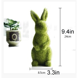 Decorative Decorations for Easter Bunny Gifts, Moss Green Flocking Sculpture, Garden Courtyard Family Gathering Celebration Decorations (9.5in Standing Rabbit)