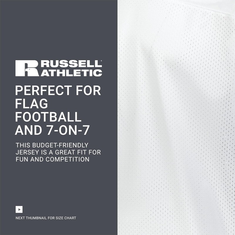 Russell Athletic Youth Solid Flag Football Jersey, White L