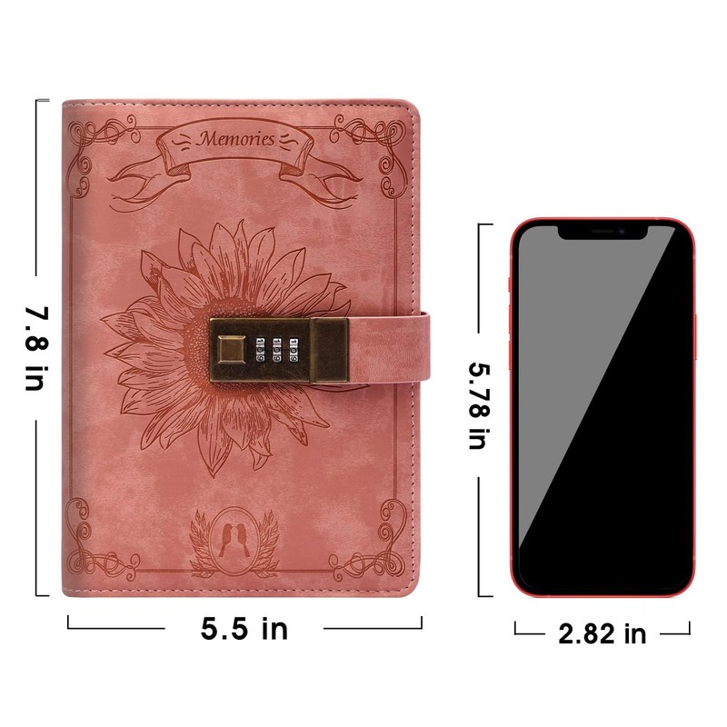 Lock Diary for Women Girls Vintage Lock Journal Refillable Personal