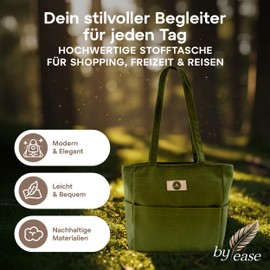 by ease Handbag - Stylish, Fashionable & Practical Bag for Everyday and Work - Lightweight, Spacious, Versatile - Tote Bag with Practical Outer Compartments, Green