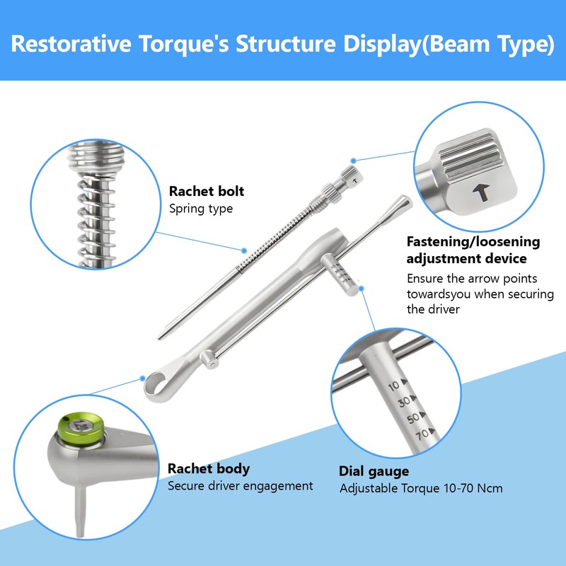 Dental Implant Torque Wrench Universal Kit Fully Autoclavable Color IdentificationTorque