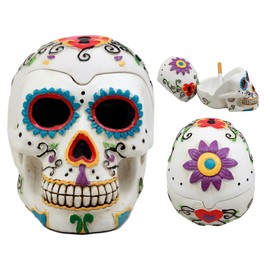 Ebros Gift El Diablo Day of The Dead White Sugar Skull Ashtray Tribal Tattoo Skull Figurine 5"Long