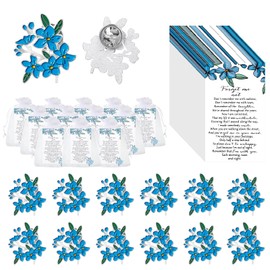 Forget-me-not Memorial Pins Bulk Celebration of Life Funeral Favors Includes Forget Me Not Flower Lapel Pin Brooches Memorial Poem Cards Organza Bags Memorial Gift for Loved Ones