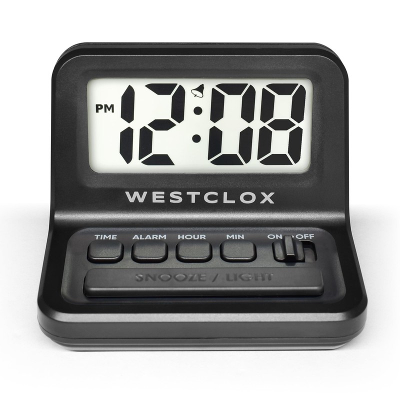 Westclox LCD Digital Bedside Alarm Clock with White Backlit Display