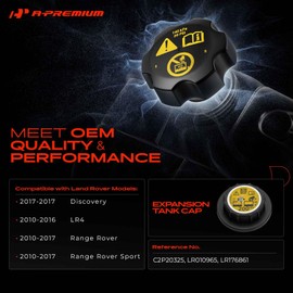 A-Premium Coolant Reservoir Expansion Tank Cap Compatible with Land Rover Range Rover 2010-2017, LR4 2010-2016, Discovery 2017, Range Rover Sport 2010-2017