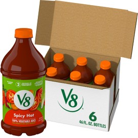 V8 Spicy Hot 100% Vegetable Juice, 46 fl oz Bottle (6 Pack)
