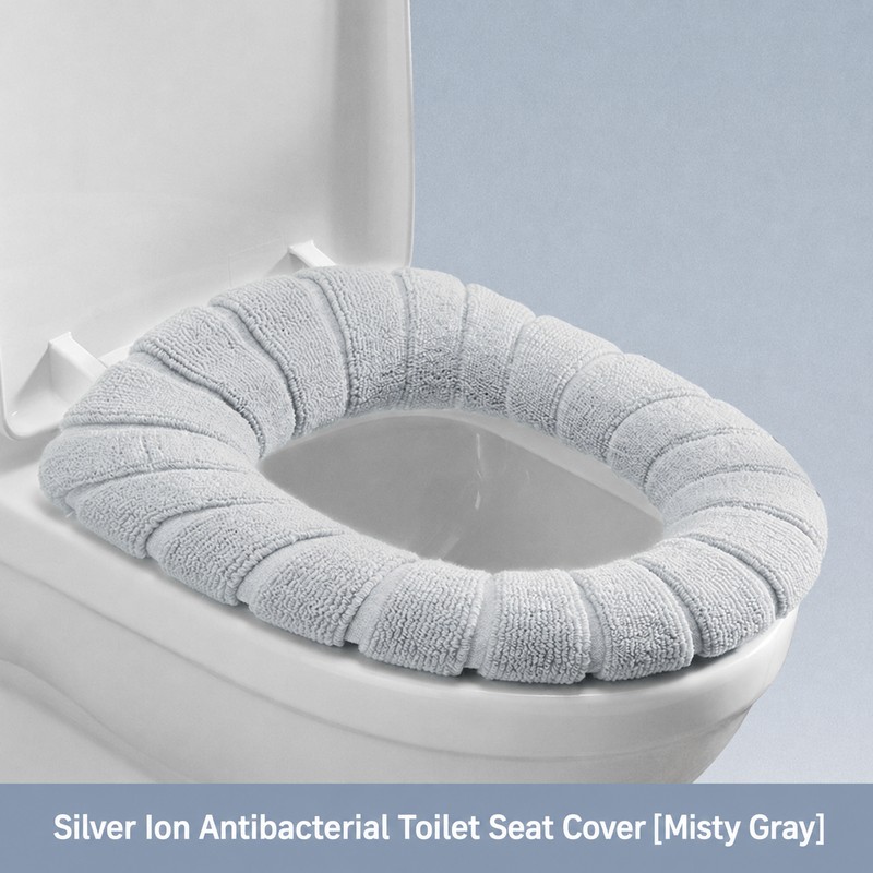 Ag+ Silver Ion Antibacterial Toilet Seat Cover, Universal Stretch-Fit Washable