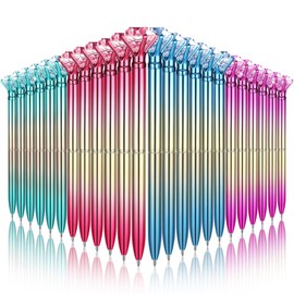 24 Pieces Big Crystal Diamond Pens Bling Ballpoint Pen Black Ink Rhinestones Pen for School Office Supplies Christmas Wedding Birthday Present, 4 Colors(Novel Style)