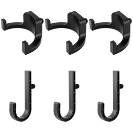 Velarionna 6 Pcs Storage Shed Hooks Compatible with Sun-cast Crafts-Man, Black J and U Hanger Tool Shelves Organizer Accessories for Hanging Shovels Rakes Scissors Tools(Color:Black)