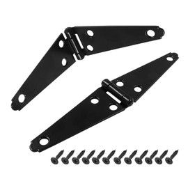 Hordion 4Pcs Strap Hinge Shed Door Hinges, 4 Inch Heavy Duty Gate Hinges Black Tee Hinge with Screws for Fence Wood Gate Cabinet Door