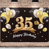 PAKBOOM Happy 35th Birthday Banner Backdrop - 35 Birthday Party Decorations Supplies for Men - Black Gold 4 x 6ft