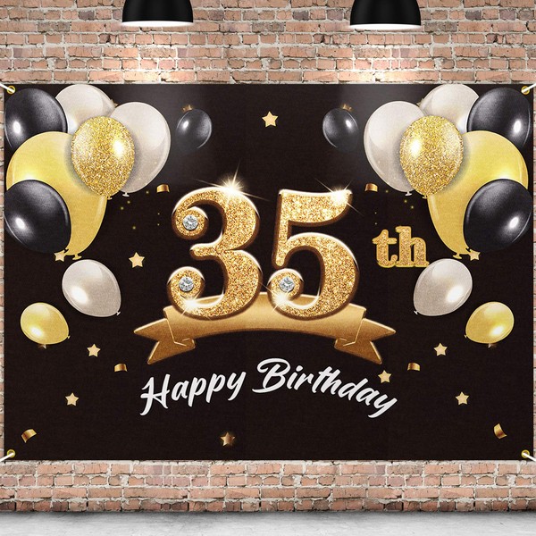 PAKBOOM Happy 35th Birthday Banner Backdrop - 35 Birthday Party