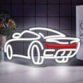 Sports Car Neon Sign for Wall Decor, Car Neon Light Up Sign Sports Room Decor Racing Car Dimmable Led Sign Neon for Kids Boys Room Garage Playroom Birthday Party Gifts