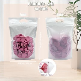 Reusable Thank You Cookie Bags with Seal-50PCS Clear Candy Bags for Party Favors-Thank You Treat Bags with Handles for Bakery Birthday Party Wedding
