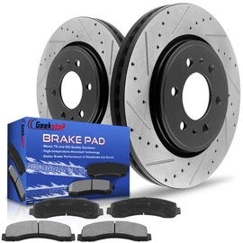 Front Brake Rotors and Pads Kit for 2010-2020 Ford F150, 2010-2021 Ford Expedition, 2010-2021 Lincoln Navigator Drilled and Slotted E-Coating Disc Brake Rotors Ceramic Brake Pads