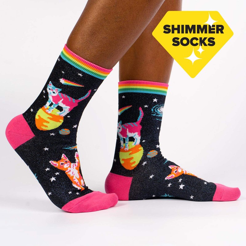 Sock It To Me Women's Glitter Space Cats Socks